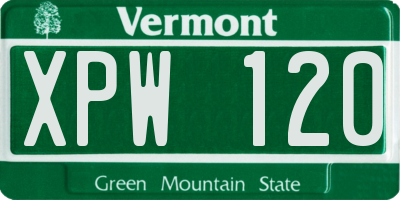 VT license plate XPW120