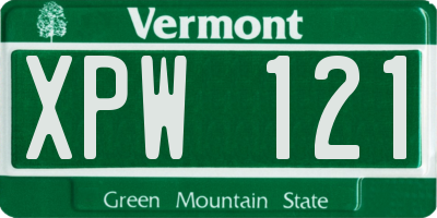 VT license plate XPW121