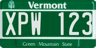VT license plate XPW123