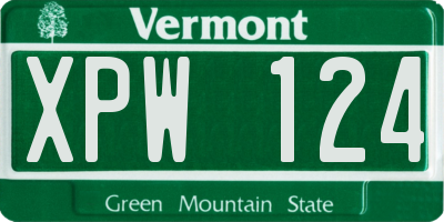 VT license plate XPW124