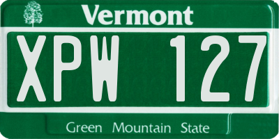 VT license plate XPW127