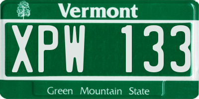 VT license plate XPW133