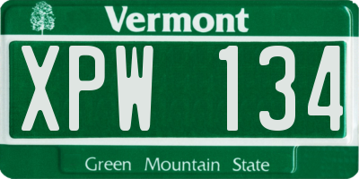 VT license plate XPW134