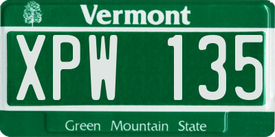 VT license plate XPW135