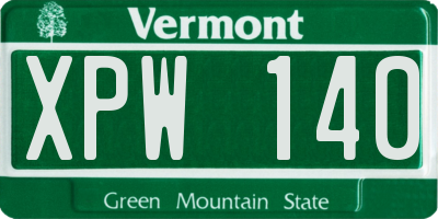 VT license plate XPW140