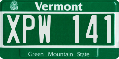VT license plate XPW141