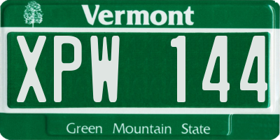 VT license plate XPW144