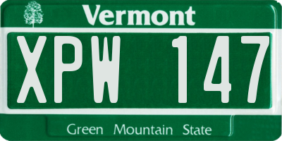 VT license plate XPW147