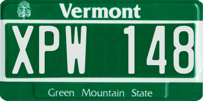 VT license plate XPW148