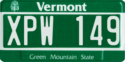 VT license plate XPW149