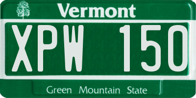 VT license plate XPW150