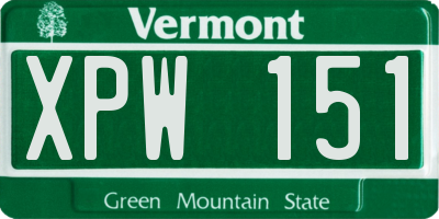 VT license plate XPW151