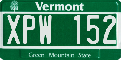 VT license plate XPW152