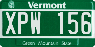 VT license plate XPW156