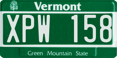 VT license plate XPW158
