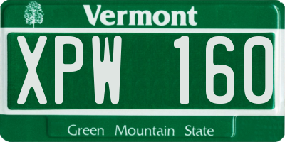 VT license plate XPW160