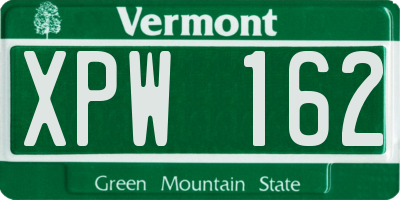 VT license plate XPW162