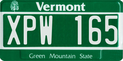 VT license plate XPW165
