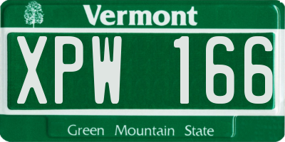 VT license plate XPW166
