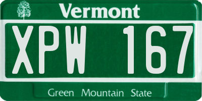 VT license plate XPW167