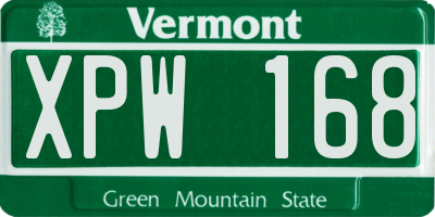VT license plate XPW168