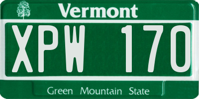 VT license plate XPW170