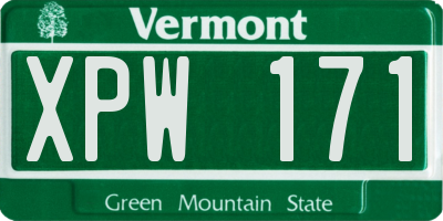 VT license plate XPW171