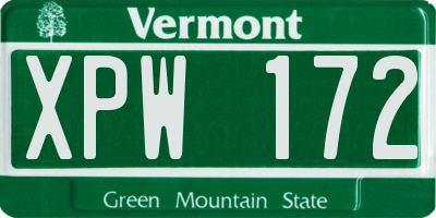 VT license plate XPW172