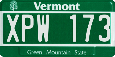 VT license plate XPW173