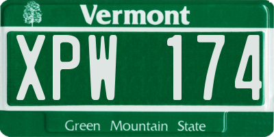 VT license plate XPW174