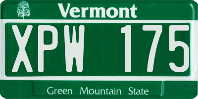 VT license plate XPW175