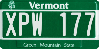 VT license plate XPW177