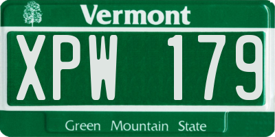 VT license plate XPW179