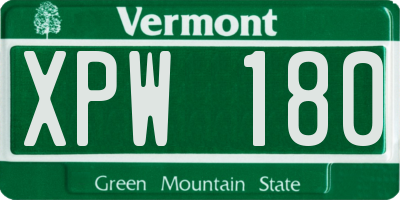 VT license plate XPW180