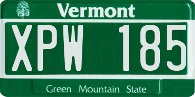 VT license plate XPW185