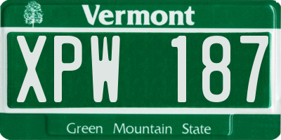 VT license plate XPW187