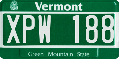VT license plate XPW188