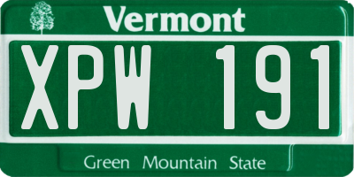 VT license plate XPW191