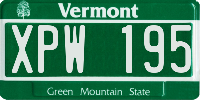 VT license plate XPW195