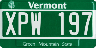 VT license plate XPW197
