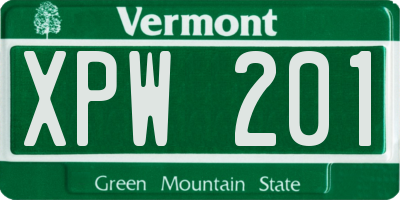 VT license plate XPW201