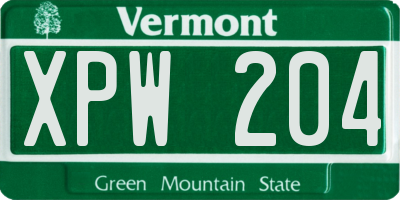 VT license plate XPW204