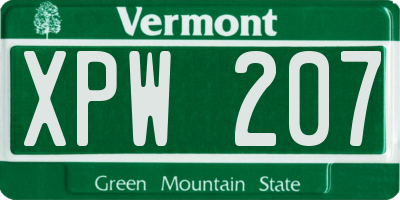 VT license plate XPW207