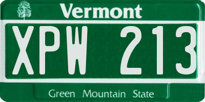 VT license plate XPW213