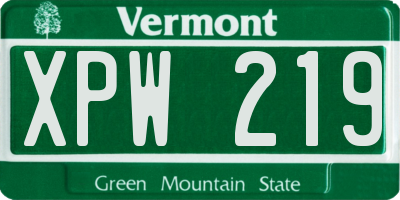 VT license plate XPW219
