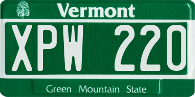 VT license plate XPW220
