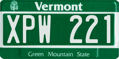 VT license plate XPW221