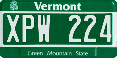 VT license plate XPW224