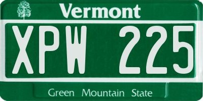 VT license plate XPW225