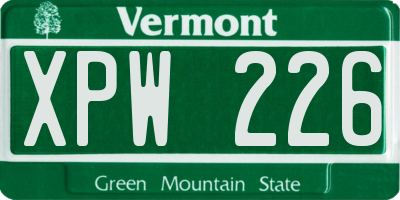 VT license plate XPW226